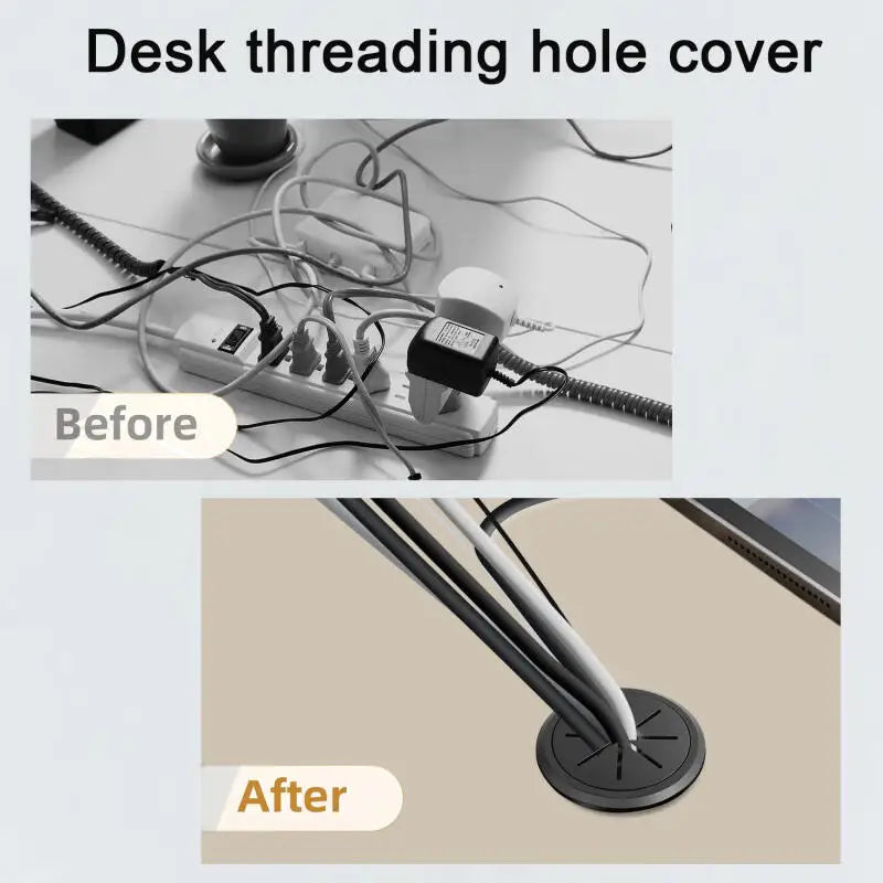 50mm 60mm Cable Grommet Desk Cord Hole Cover, Wire Outlet Port Threading Box Cover for Office Table Countertop Cable Management