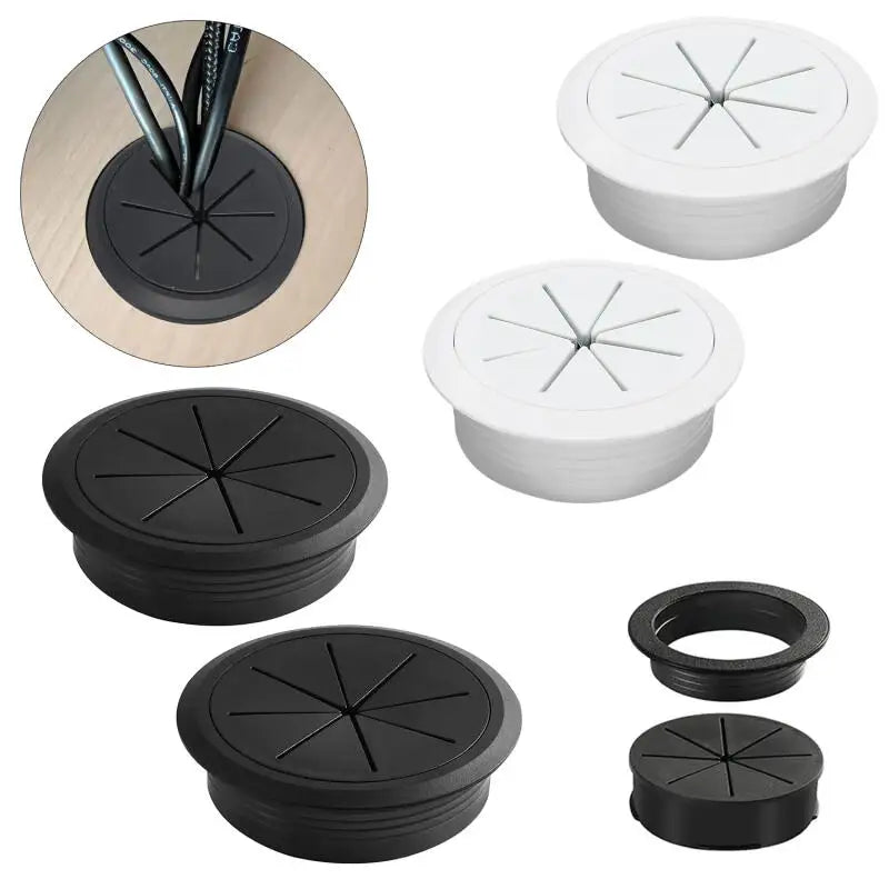 50mm 60mm Cable Grommet Desk Cord Hole Cover, Wire Outlet Port Threading Box Cover for Office Table Countertop Cable Management