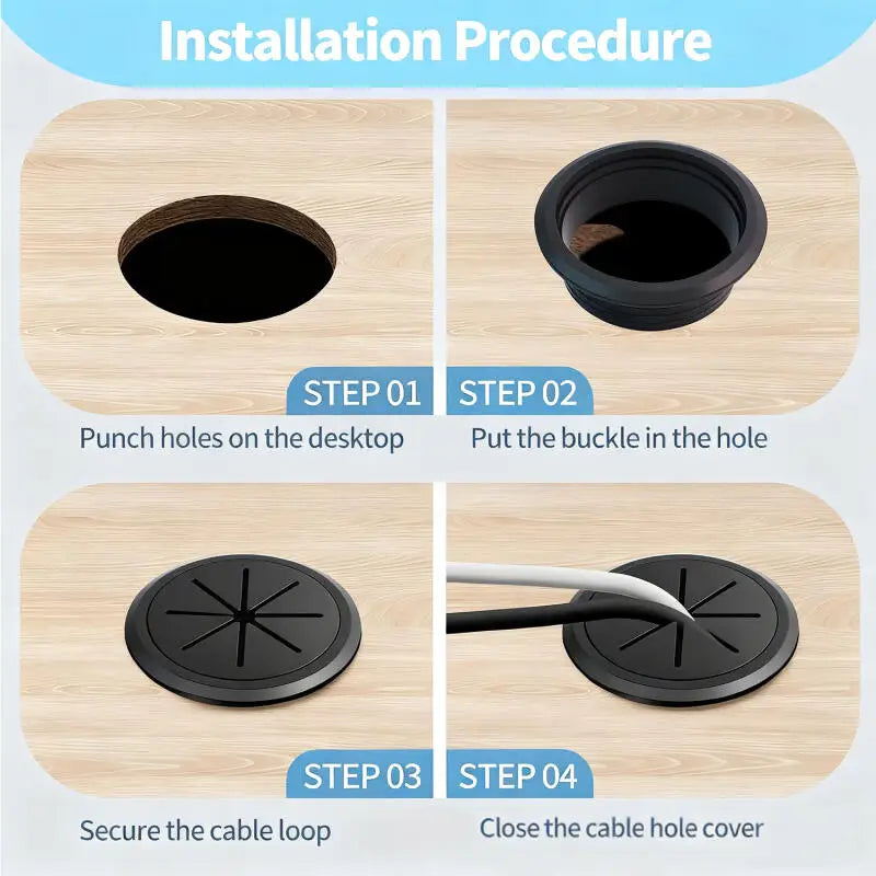 50mm 60mm Cable Grommet Desk Cord Hole Cover, Wire Outlet Port Threading Box Cover for Office Table Countertop Cable Management