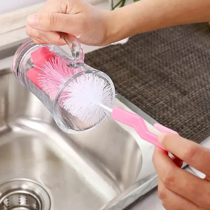 1/2pcs Multi-Purpose Baby Bottle Brush with Long Handle Fine Hair Sponge for Household Dishwashing Cup Cleaning And Baby Bottle