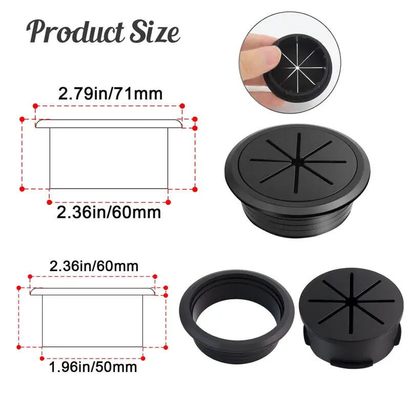 50mm 60mm Cable Grommet Desk Cord Hole Cover, Wire Outlet Port Threading Box Cover for Office Table Countertop Cable Management