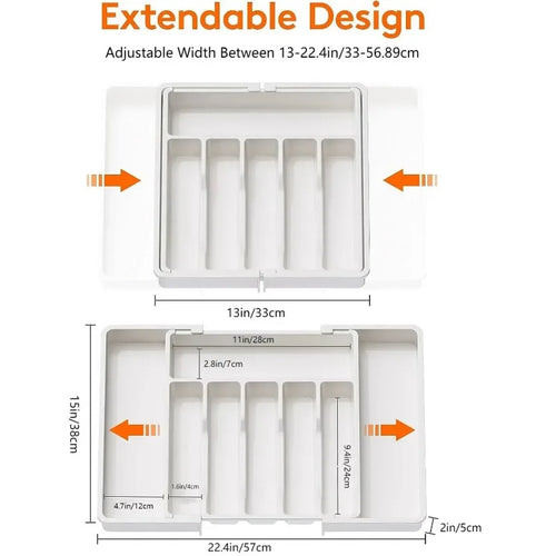 1Pcs Upgradation Adjustable Flatware Tableware Organizer – Plastic Multifunctional Drawer Organizer for Kitchen Counter Utensils