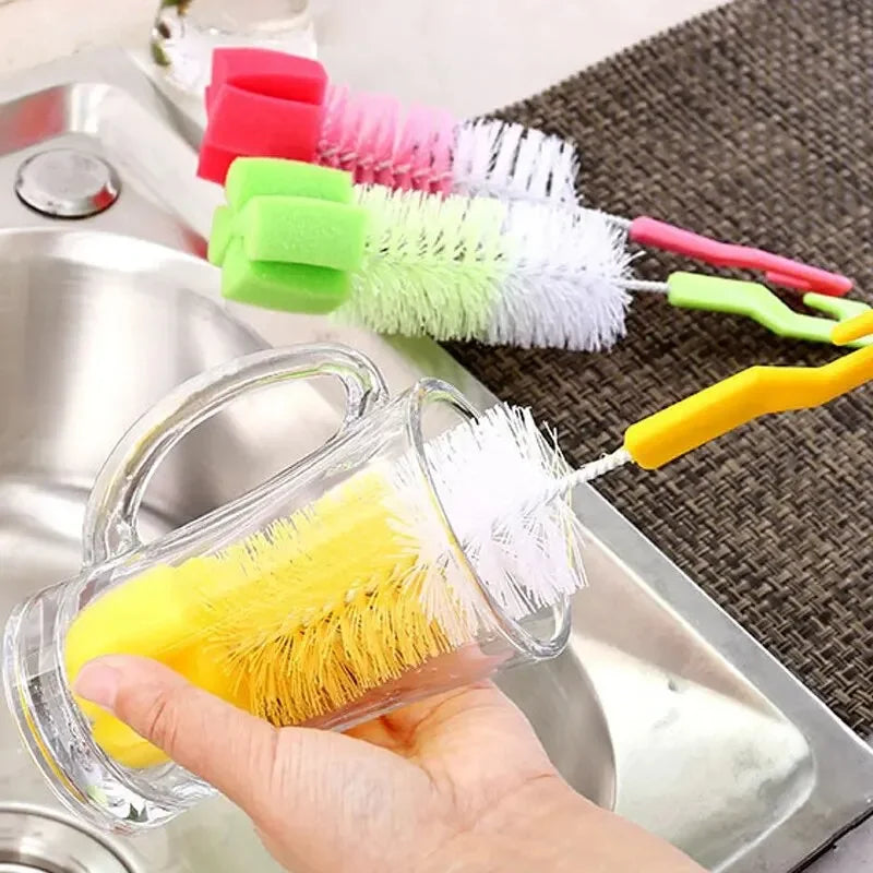 1/2pcs Multi-Purpose Baby Bottle Brush with Long Handle Fine Hair Sponge for Household Dishwashing Cup Cleaning And Baby Bottle