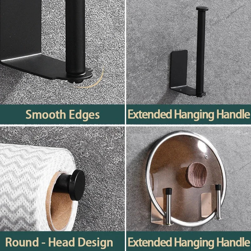 Kitchen Towel Holder Stainless Steel Paper Towel Holder Under Sink Organizer Lengthen Storage Rack Sink Accessories SNJ007