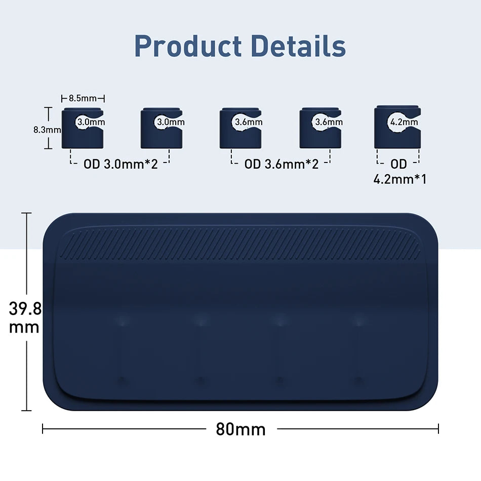 Car mounted magnetic cable management, silicone cable clamp, desktop multi-purpose wire holder, 5 clips for lighting USB C micro