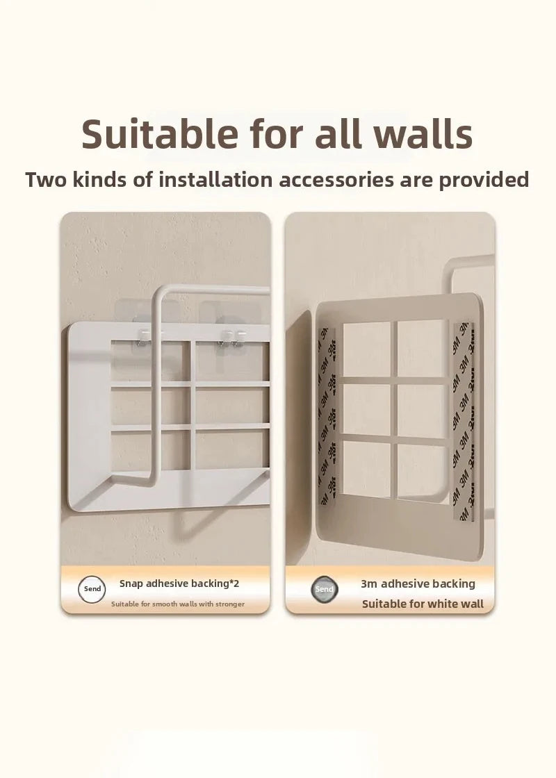 Wall Mount Router Stand Rack with Cable Management Design for Storage Box Bracket and Top Box, No Drilling Required, Wi-Fi Rack